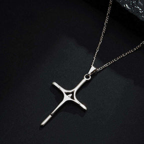 Pingente Prateado Crucifixo Minimalista - Galeria